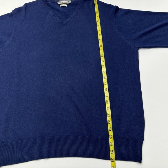 Peter Millar Men's V-Neck Navy Sweater XL Silk/Cashmere/Cotton Blend Luxurious - Picture 9 of 13